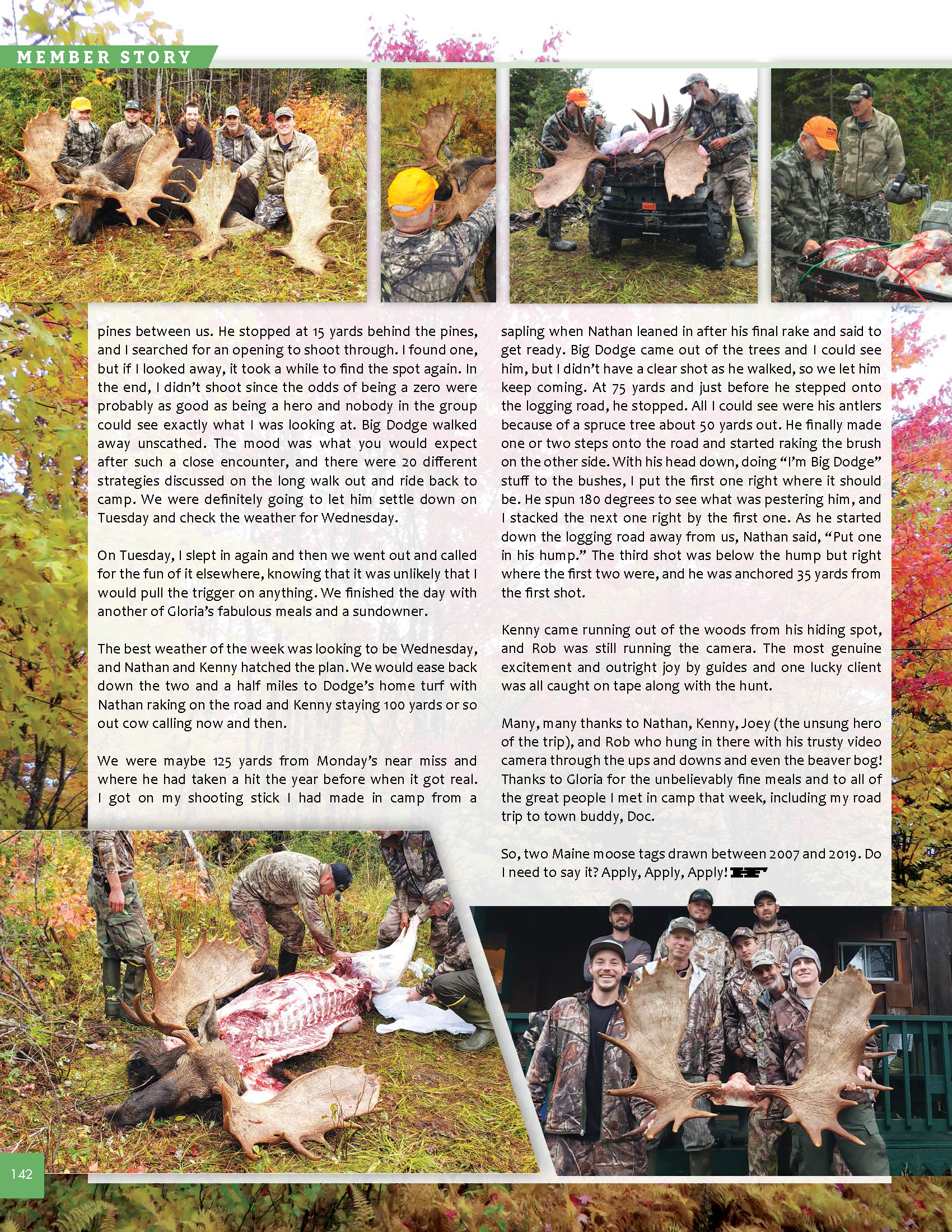 A group of hunters pose with a moose.